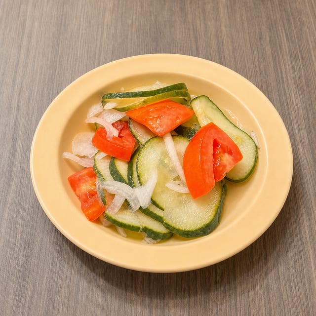 Cucumber Onion Tomato Salad.